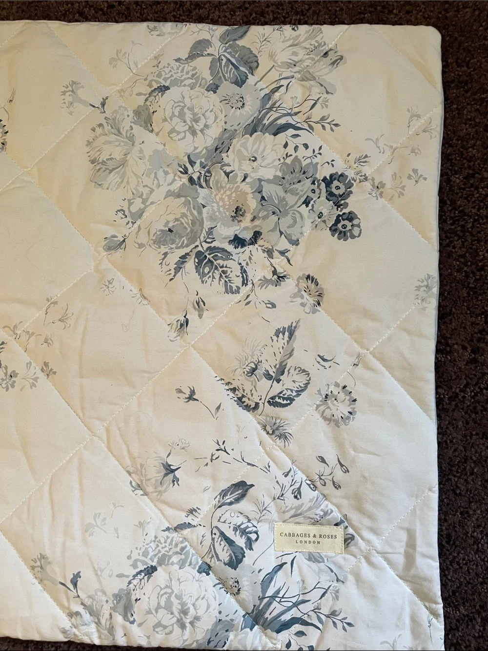 Cabbage’s & Roses London Blue White Constance Floral Quilt King Pillow Sham (2)